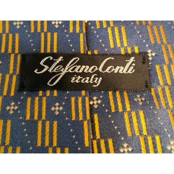 Stefano Conti High End Italian Silk Men's Tie Necktie 58" Silver & Gold NICE - Picture 7 of 8
